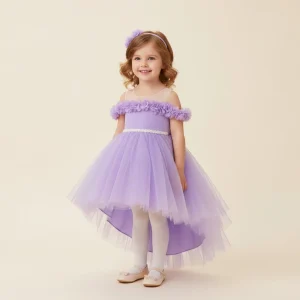 Robe cérémonie avec traine et fleurs Melissa