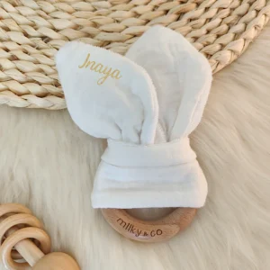 Hochet lapin blanc personnalisable