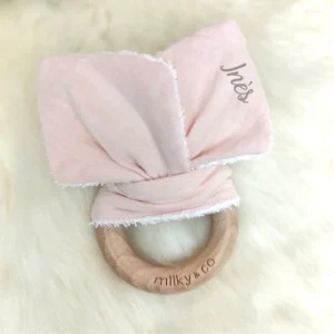 Hochet lapin rose personnalisable