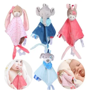 Doudou avec animaux en peluche pour bébé