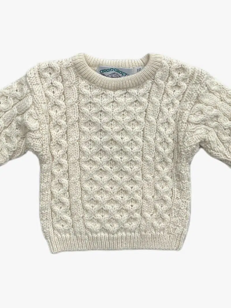 Pull bébé garçon traditionnel – Pure laine mérinos – Ecru – Image 2