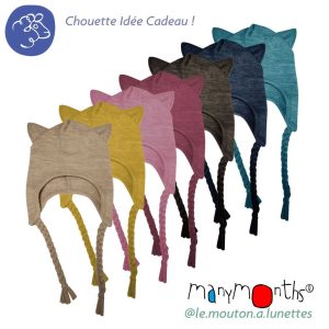 Bonnet Chat en laine mérinos - Kitty beanie ManyMonths - Anciens coloris taille bébé 0-18 mois