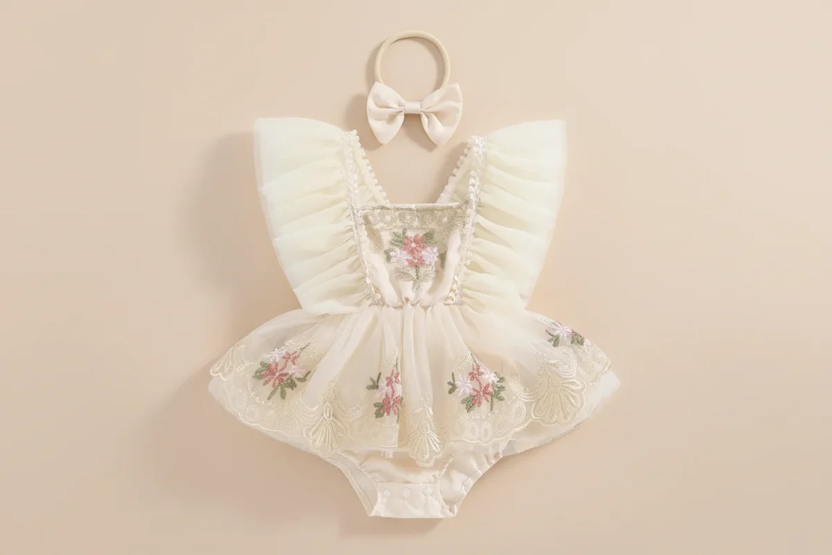 Barboteuse princesse bébé fleurie – Image 2