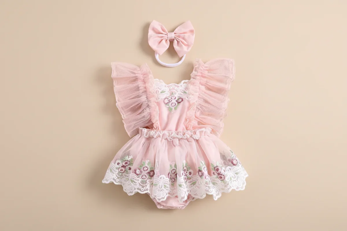 Barboteuse princesse bébé fleurie – Image 3
