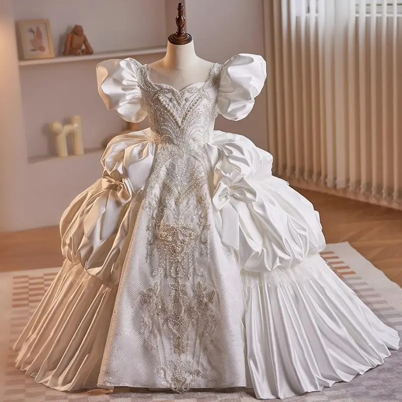 Robe blanche de cérémonie enfant princesse – Image 3