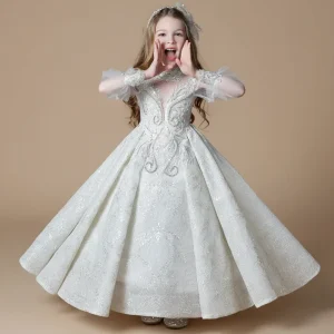 Robe luxe enfant fille neige