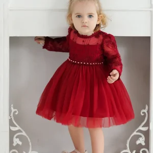 Robe enfant rouge avec manche Tana