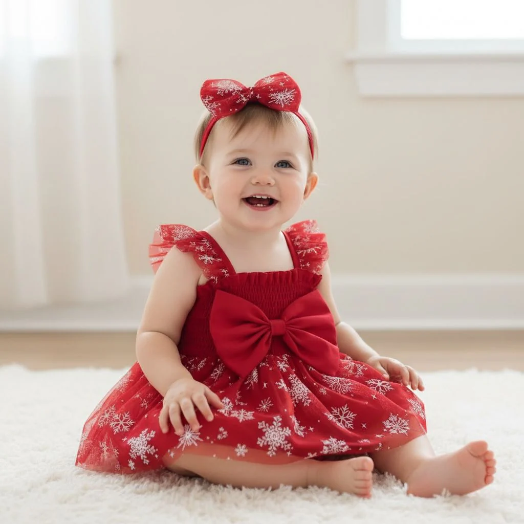 Barboteuse bébé noël - Flocon rouge – Image 2