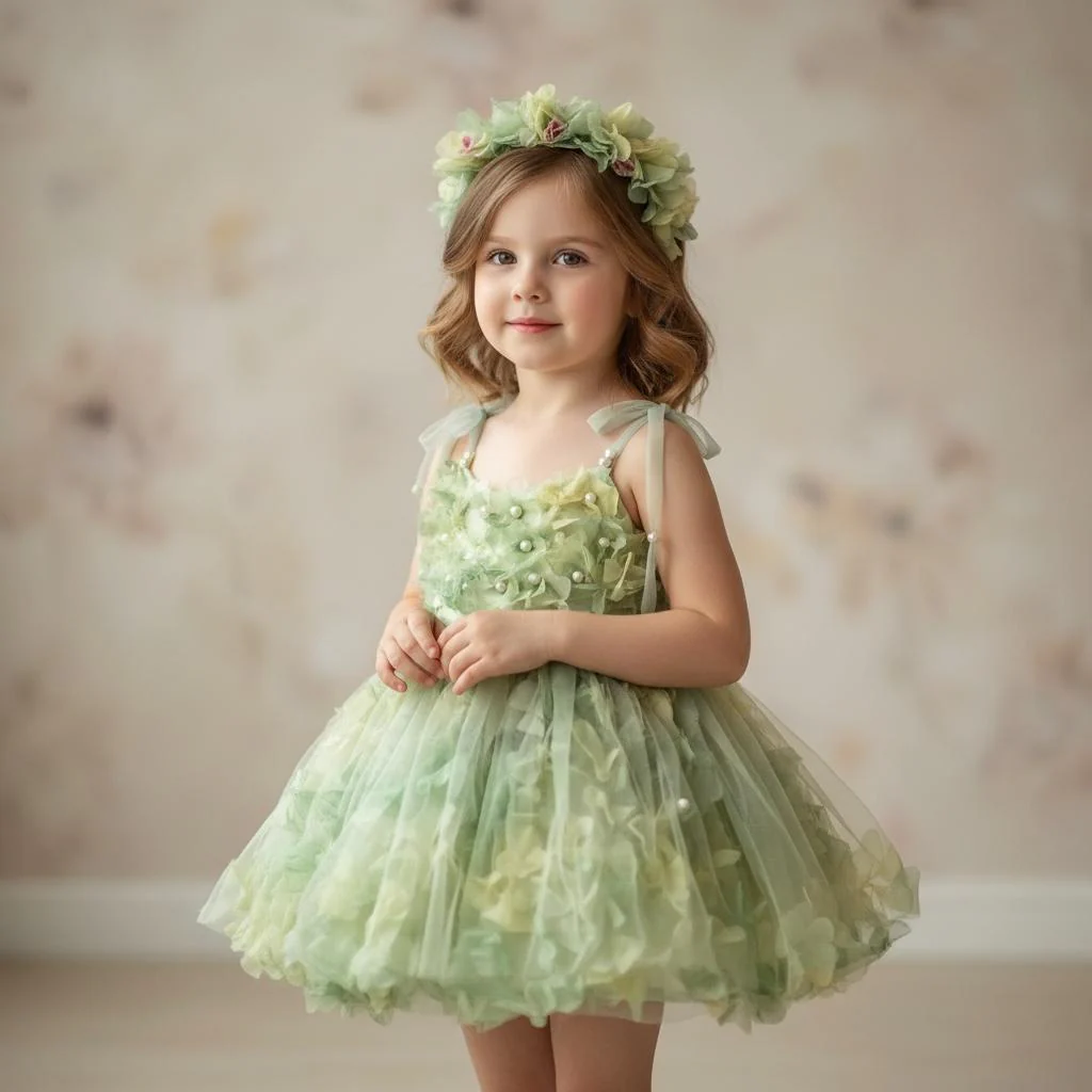 Robe de princesse fille - Fleurs et perles – Image 2