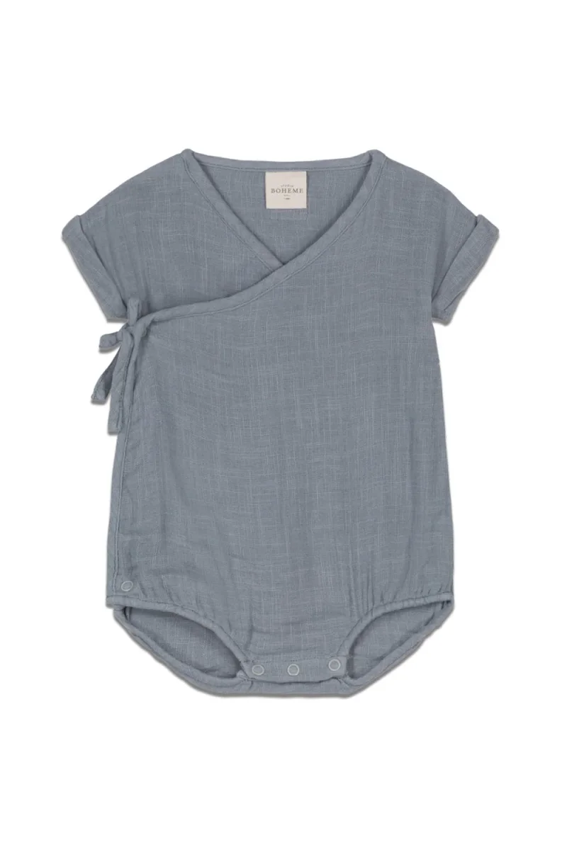 Barboteuse en Coton Bio Nuage Bleu Gris