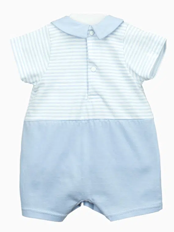 Combishort naissance garçon à col – Bleu ciel/blanc – Image 4