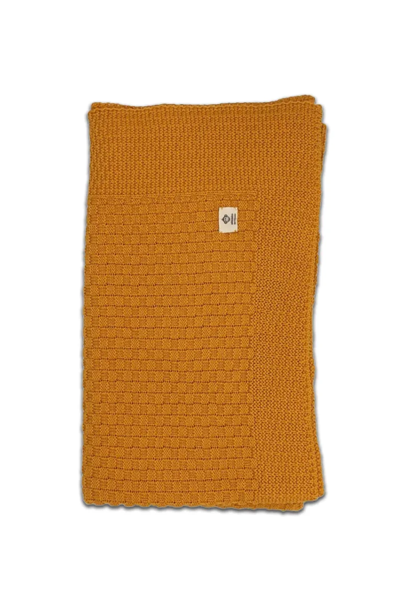 Couverture Bébé en Coton Bio Tissé Ocre