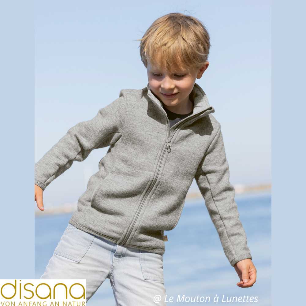 Veste à fermeture éclair DISANA en fine laine mérinos bio – Image 3