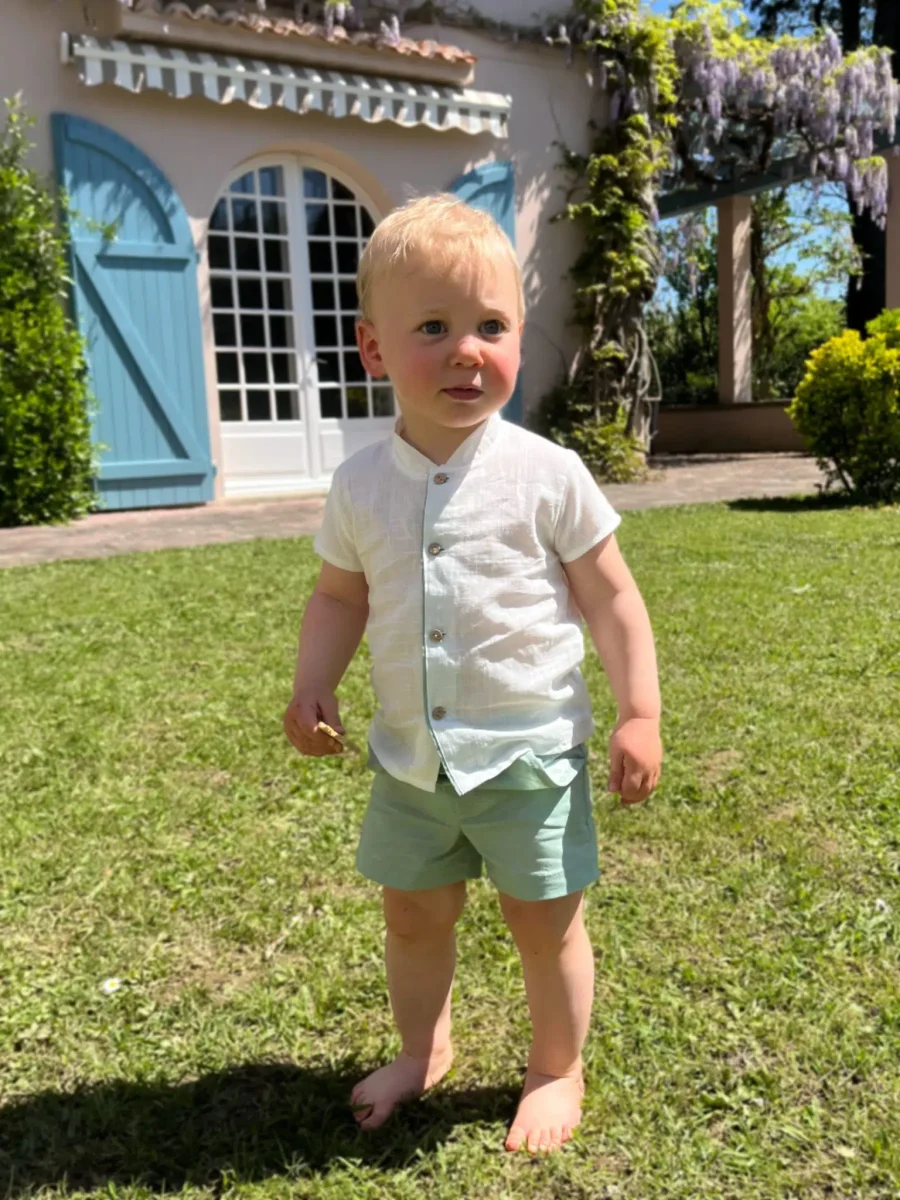 Ensemble garçon chemise et short – Vert