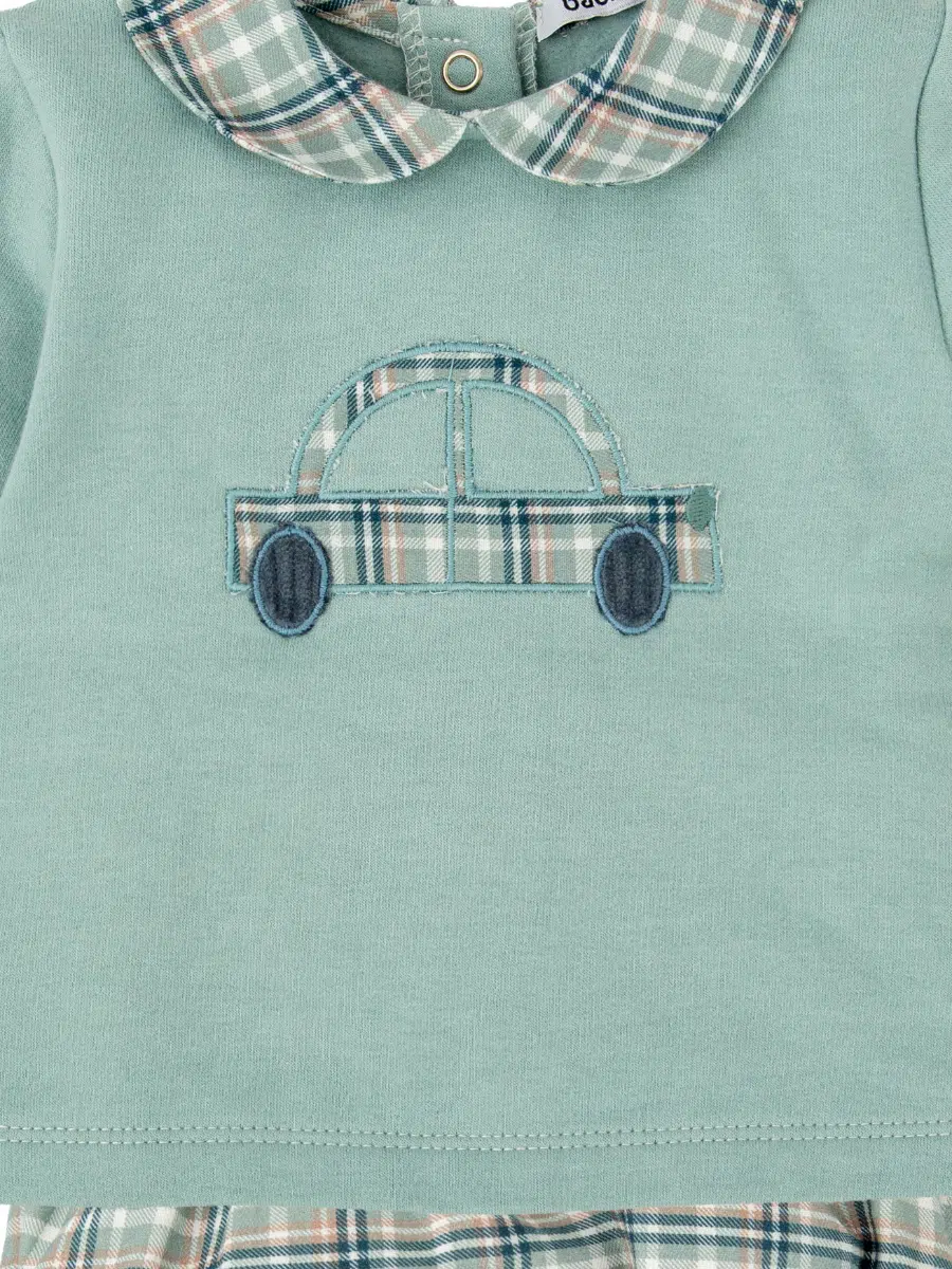Ensemble bébé sweat et bloomer – Bleu/vert – Image 3