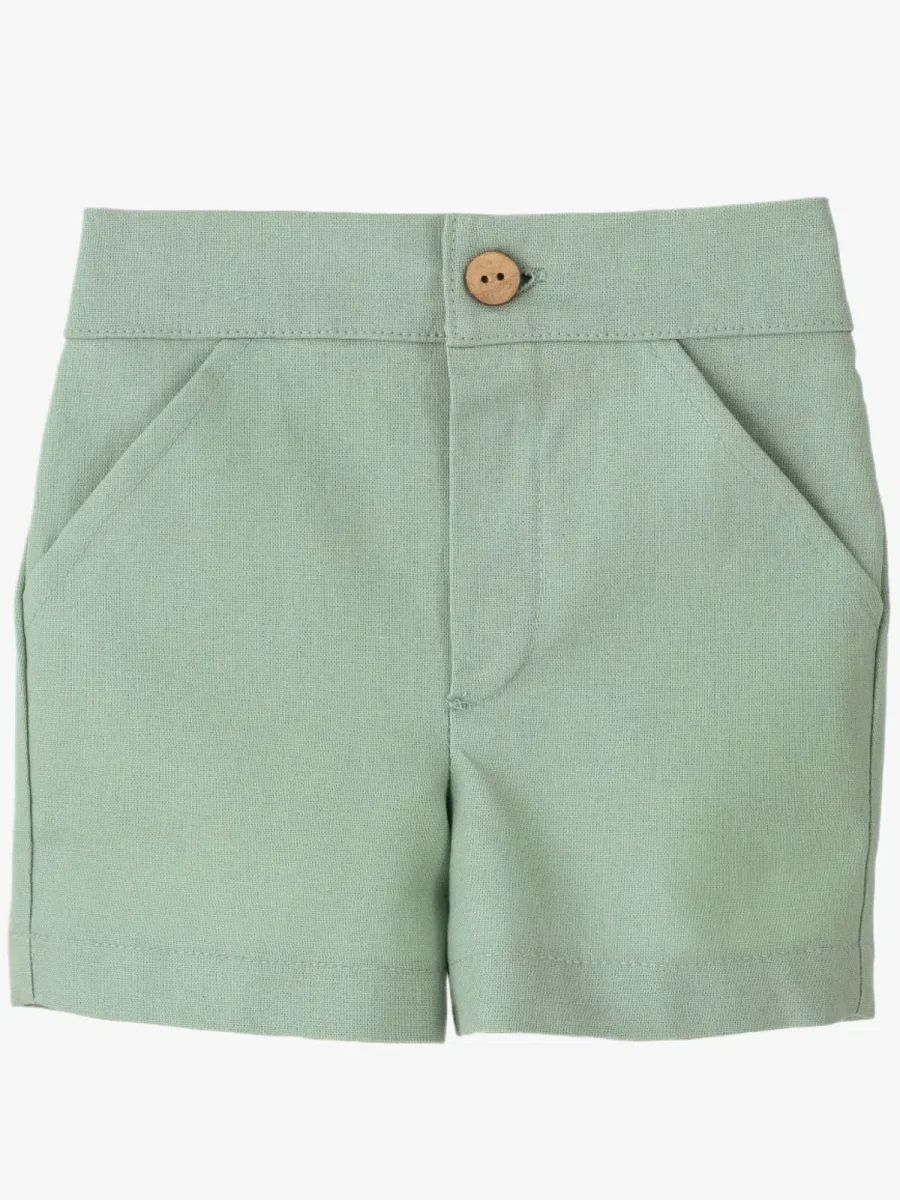Ensemble garçon chemise et short – Vert – Image 4