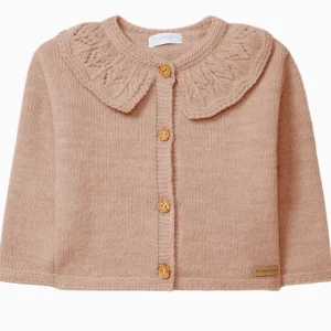 Gilet bébé fille à col froncé – Vieux rose