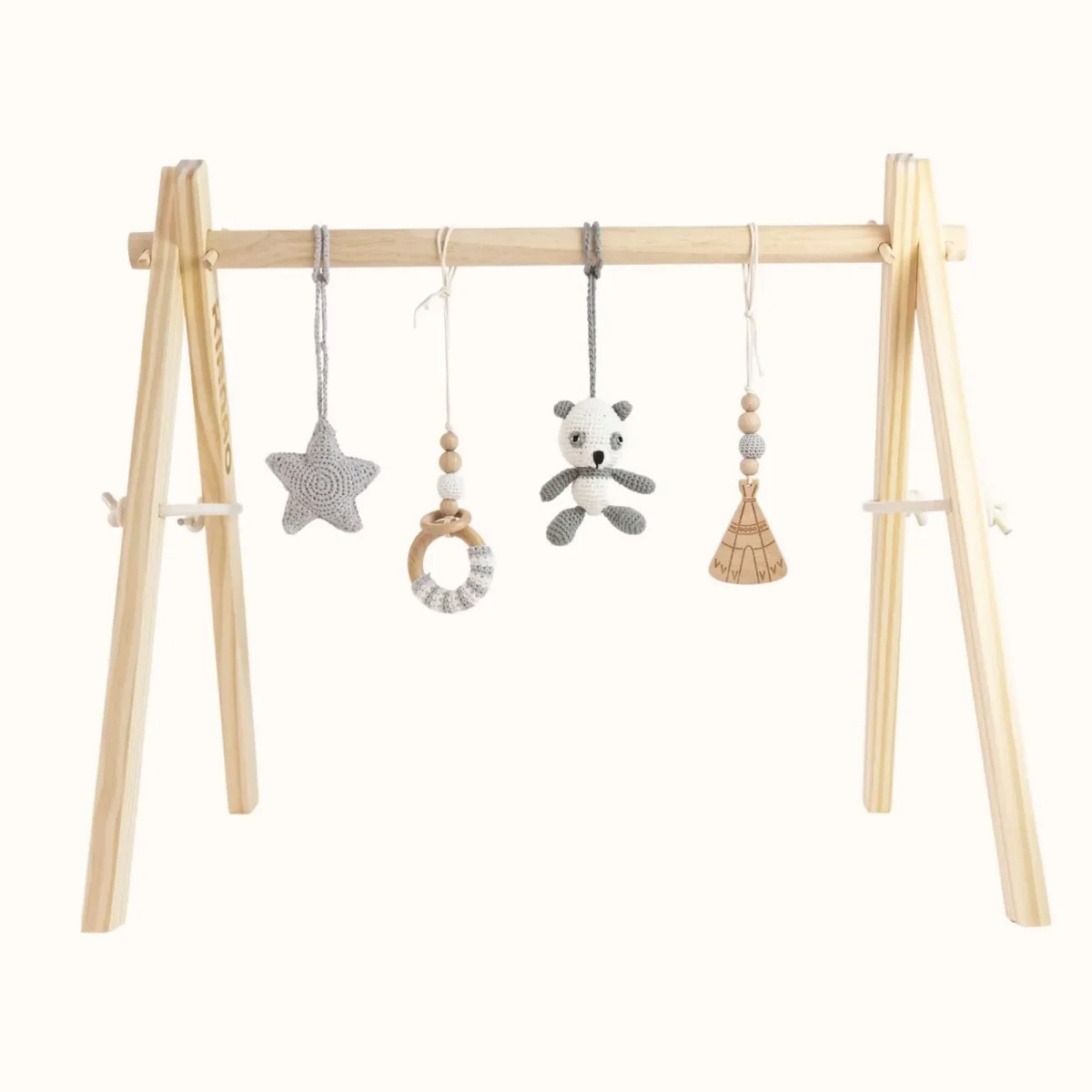 Wooden Baby Gym | Panda Play Gym Set with Star & Teepee – Image 2