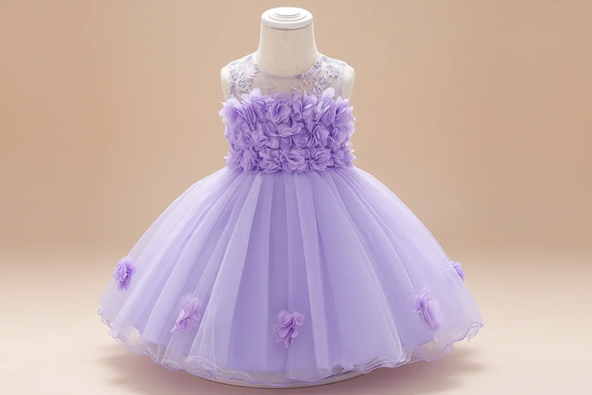Robe princesse bébé à bustier de fleurs – Image 2