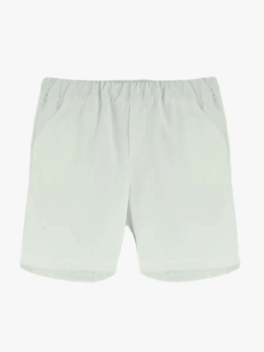 Short garçon en coton et lin – Blanc – Image 2