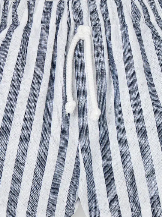 Ensemble garçon t-shirt et short rayé – Bleu/blanc – Image 3