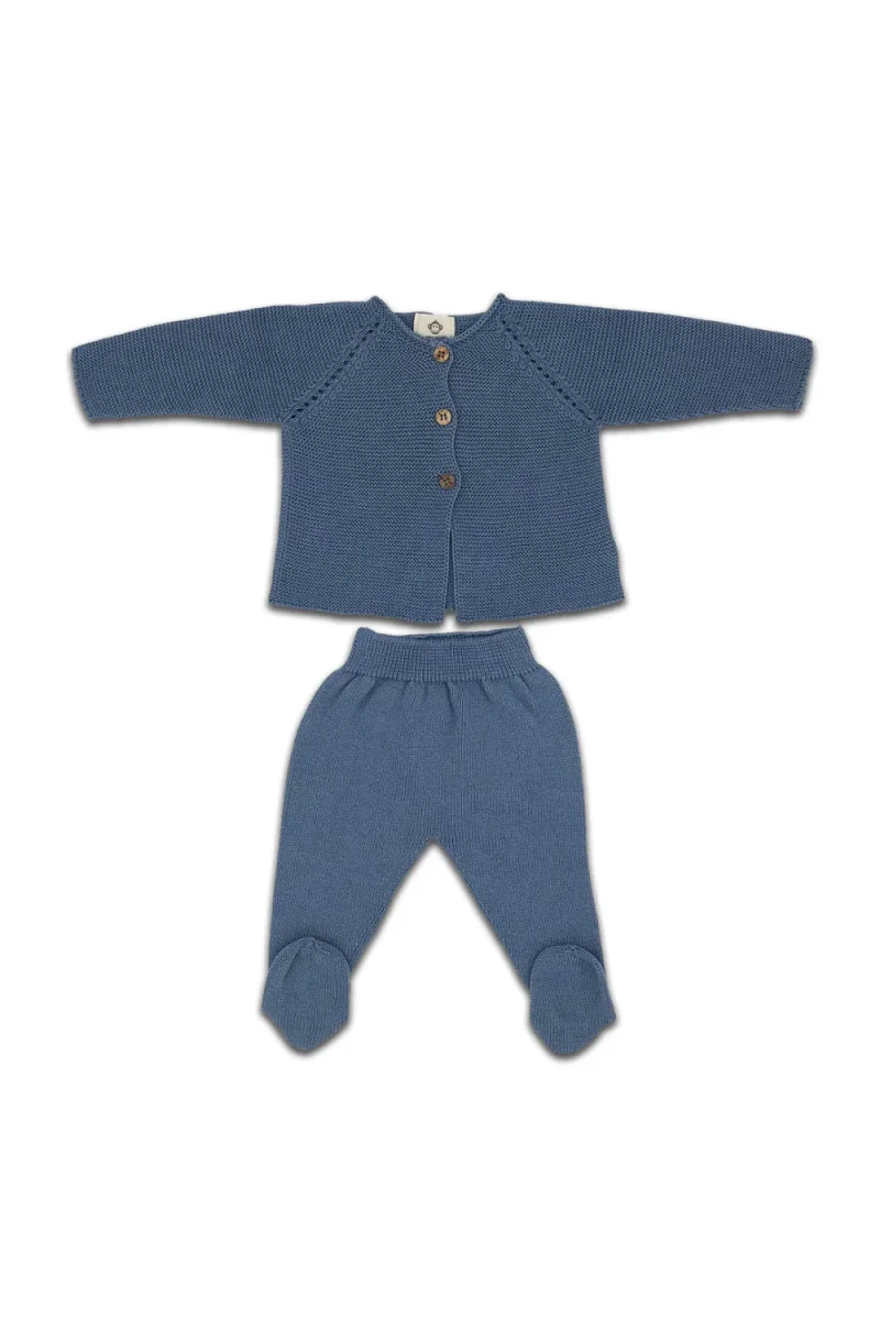 Tenue de Naissance en Coton Bio Bleue – Image 2