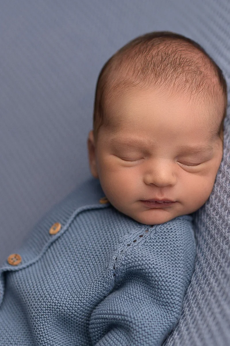 Tenue de Naissance en Coton Bio Bleue – Image 3