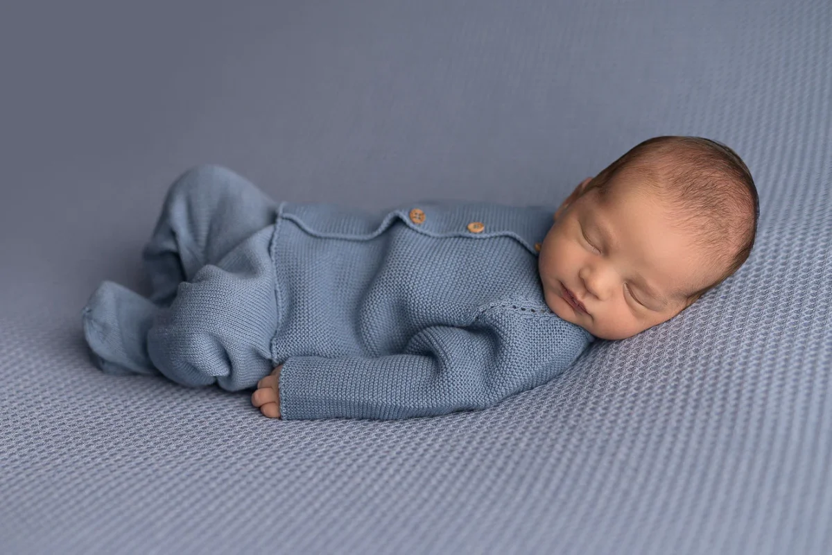 Tenue de Naissance en Coton Bio Bleue – Image 7